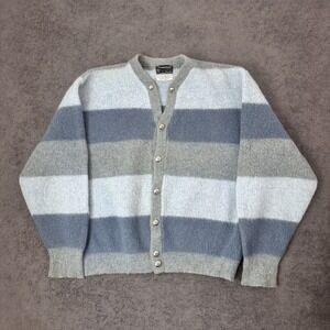 Vintage JC Penney's Towncraft Mohair/Wool Sweater Striped Cardigan Large
